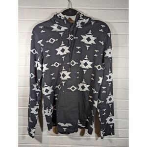 On The Byas Top Men M Black White Southwest Aztec Western Hoodie